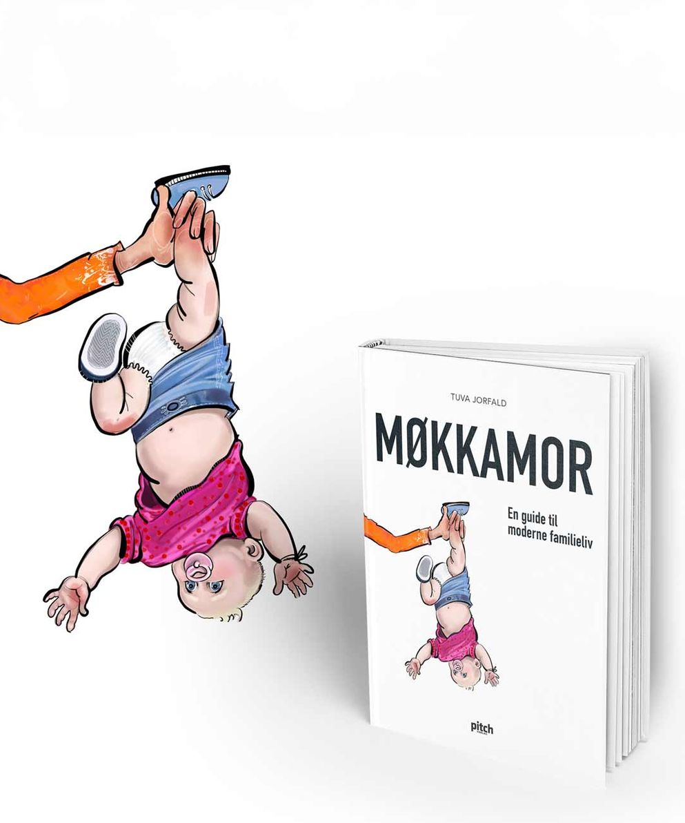 Møkkamor-illustrasjon-Pitch-forlag-Bokomslag og illustrasjon av Gro En