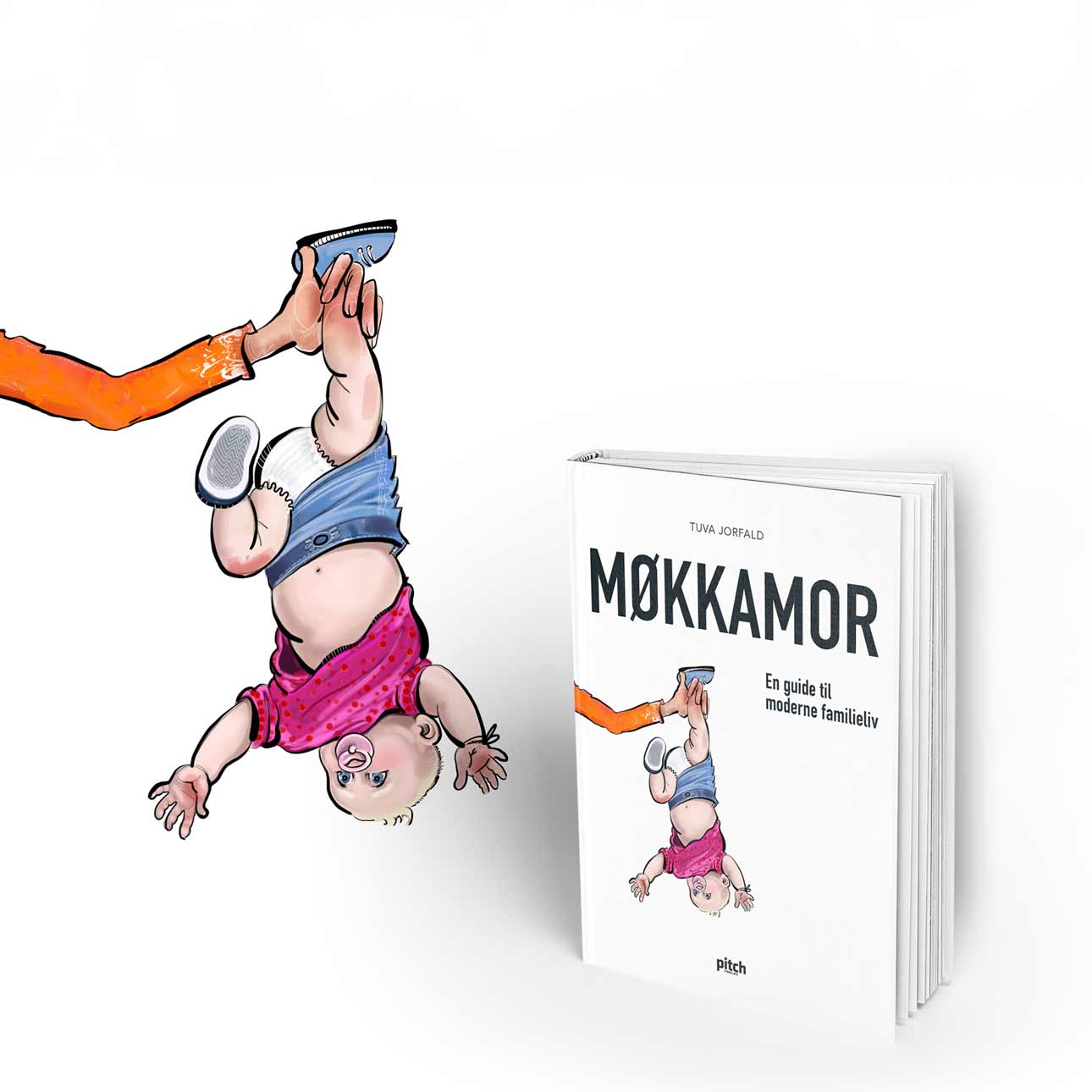 Møkkamor-illustrasjon-Pitch-forlag-Bokomslag og illustrasjon av Gro En